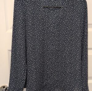Women's Navy and White Patterned Shirt